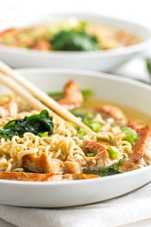 Healthy Turkey Ramen Bowls with Spinach - Savory Nothings