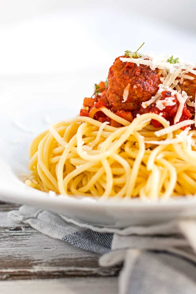 Spaghetti and Turkey Meatballs - Savory Nothings
