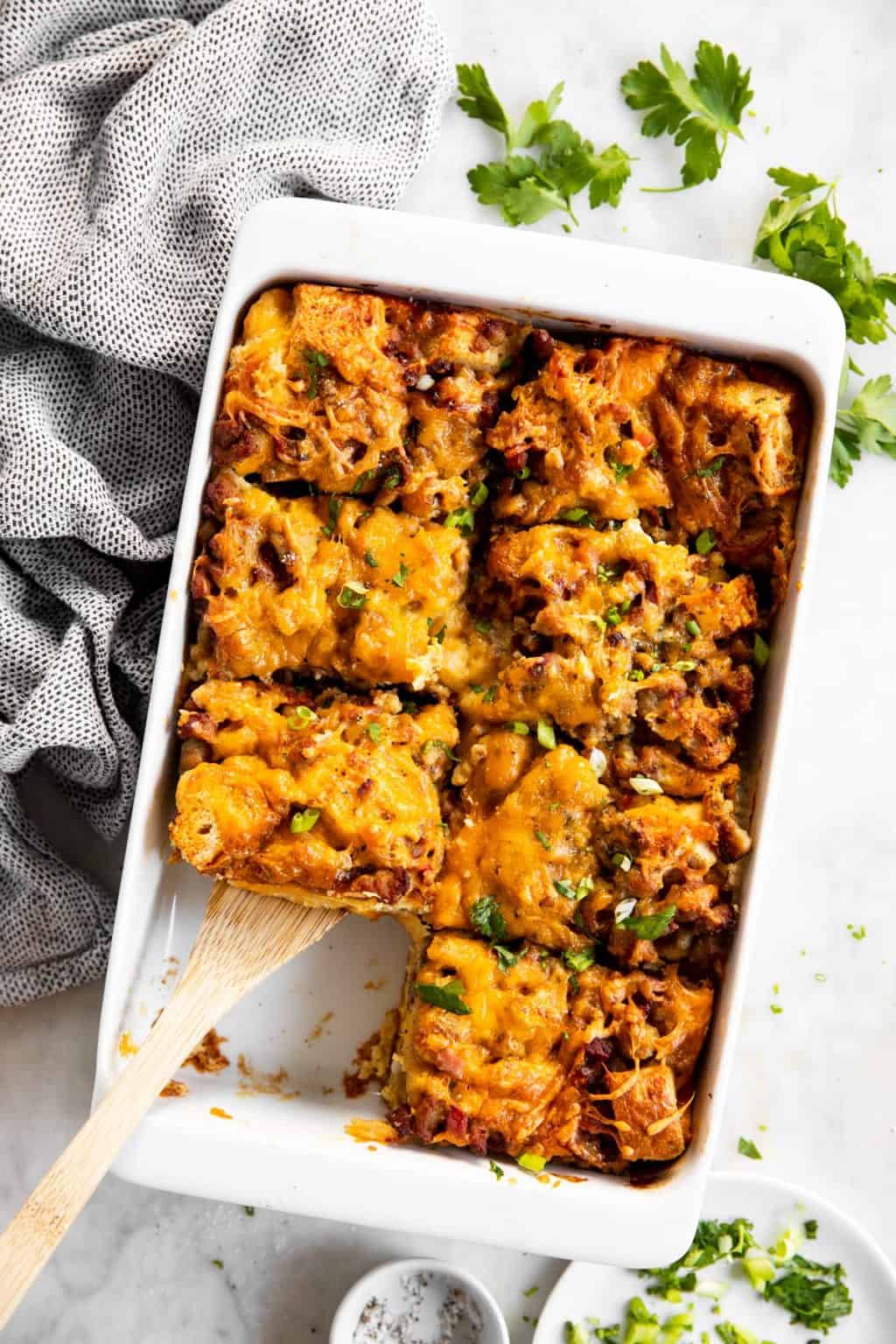 Overnight Breakfast Casserole with Sausage - Savory Nothings