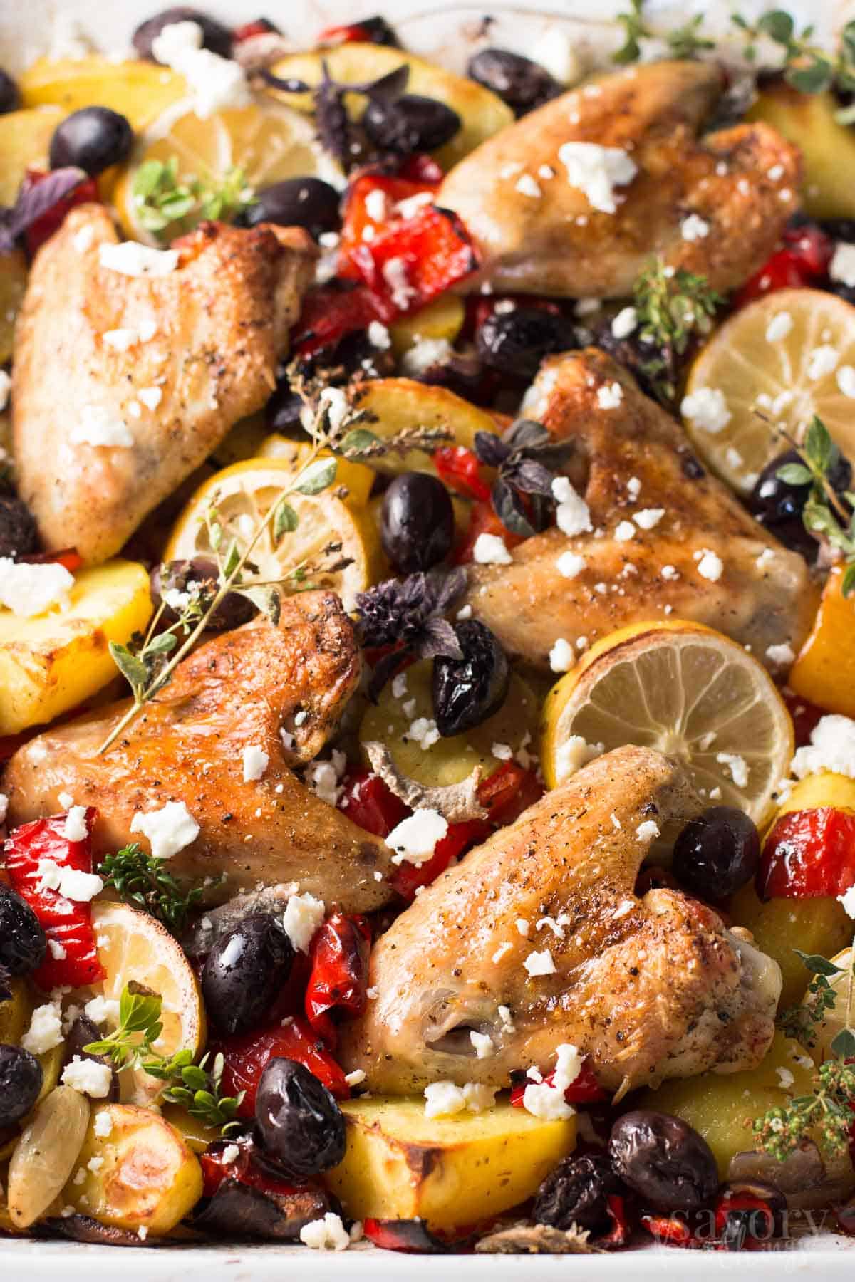 Easy Greek Chicken Sheet Pan Dinner Savory Nothings
