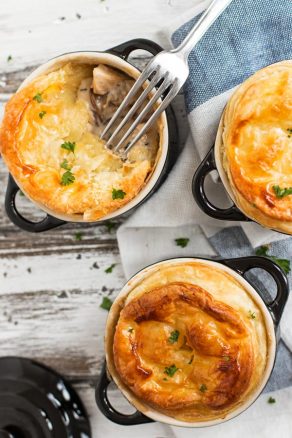 Mini Chicken Pot Pies With Mushrooms - Easy Homemade Recipe