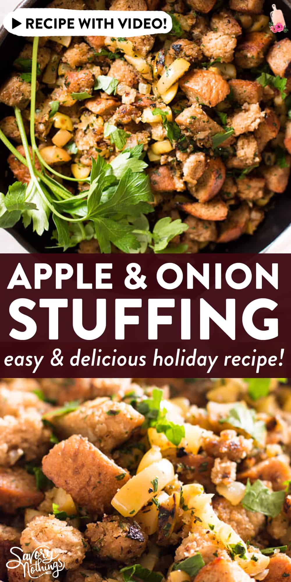Onion and Apple Stuffing with Rye Bread - Vegetarian Holiday Recipe