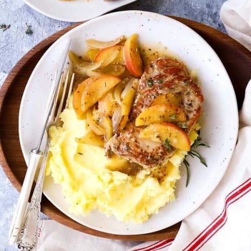 Pork Chops with Apples and Onions - Easy Skillet Dish