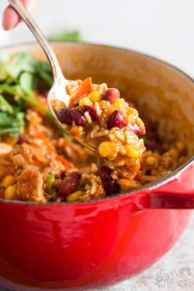 One Pot Chicken Burrito Bowls Recipe