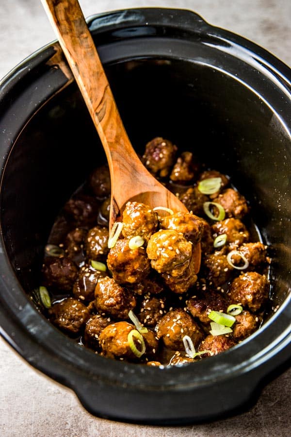 honey garlic meatballs in crock