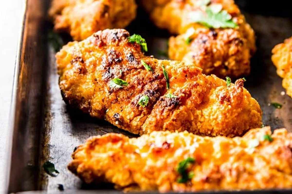 Garlic Parmesan Crispy Oven Fried Chicken | Savory Nothings