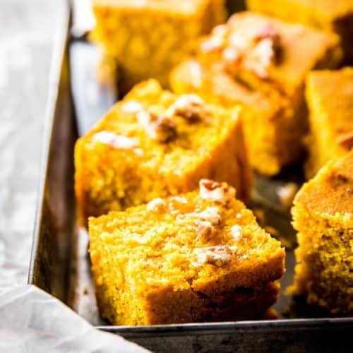 Pumpkin Cornbread Made in Cast Iron Skillet - Tender, Delicious Fall Fave!