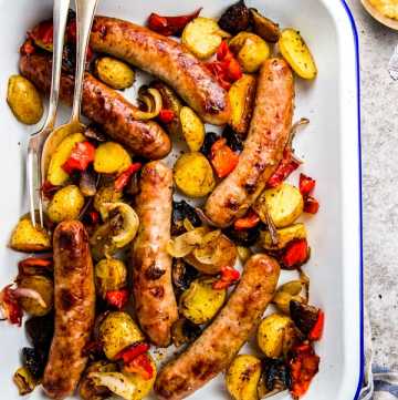 Brats and Peppers Sheet Pan Dinner Recipe | Savory Nothings
