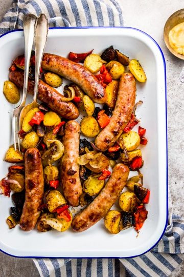 Brats and Peppers Sheet Pan Dinner Recipe | Savory Nothings