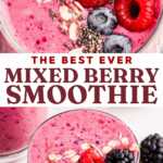 Mixed Berry Smoothie Recipe Image Pin