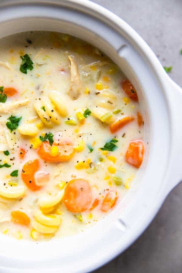Creamy Crockpot Chicken Noodle Soup | Savory Nothings
