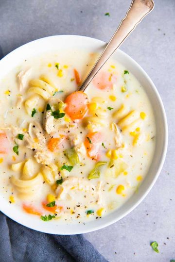 Creamy Crockpot Chicken Noodle Soup - Savory Nothings