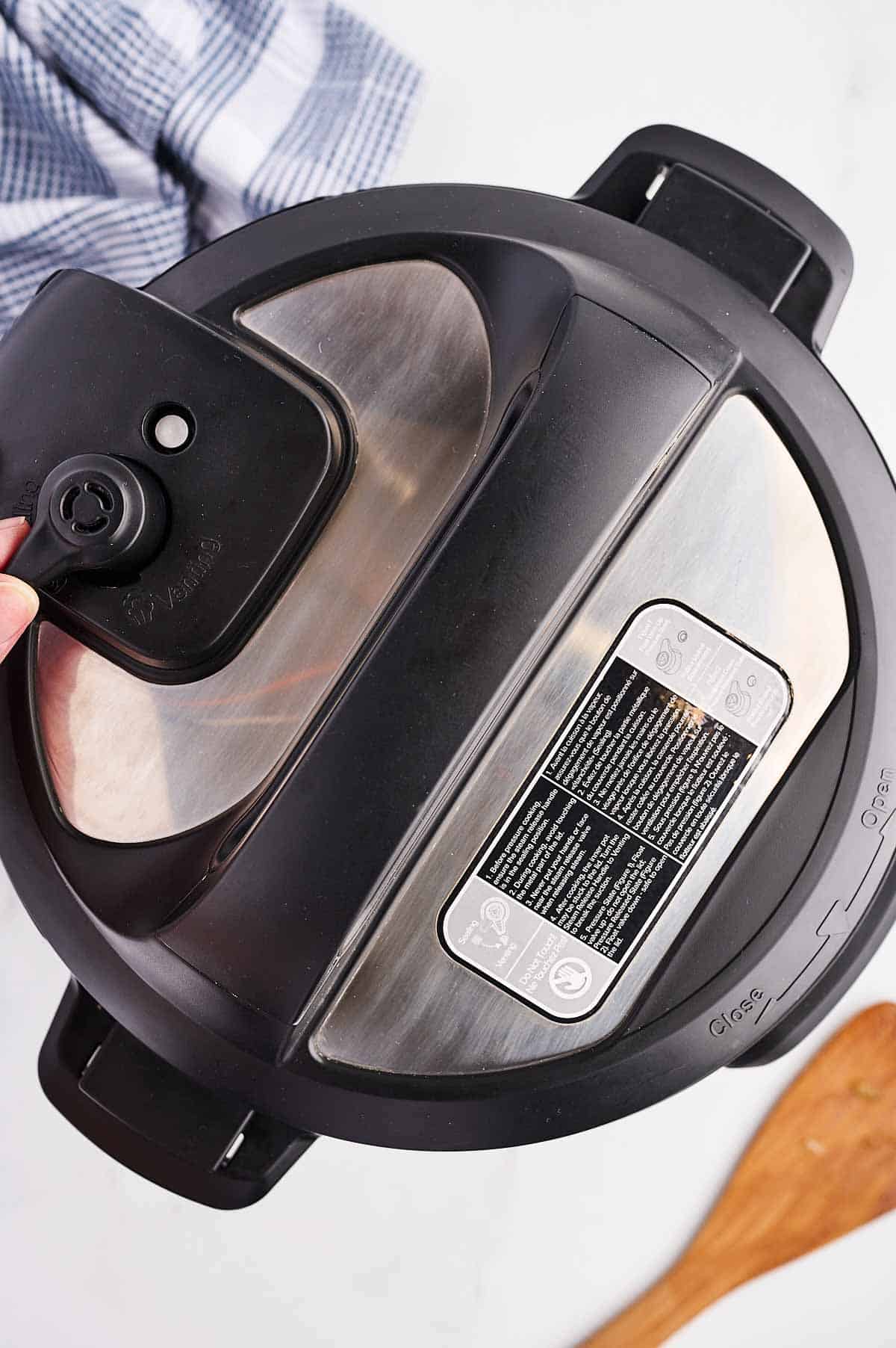 overhead view of instant pot with closed lid