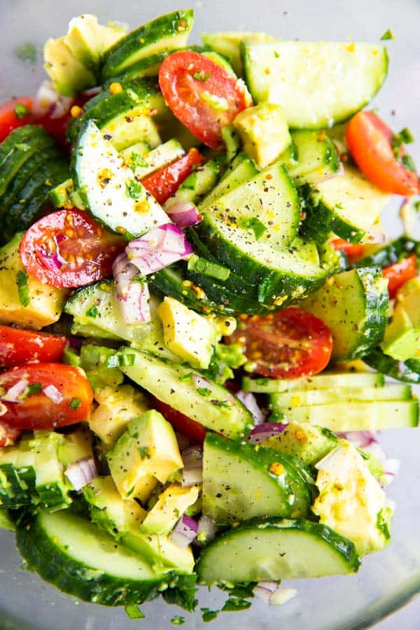 The Best Cucumber Tomato Avocado Salad | Savory Nothings