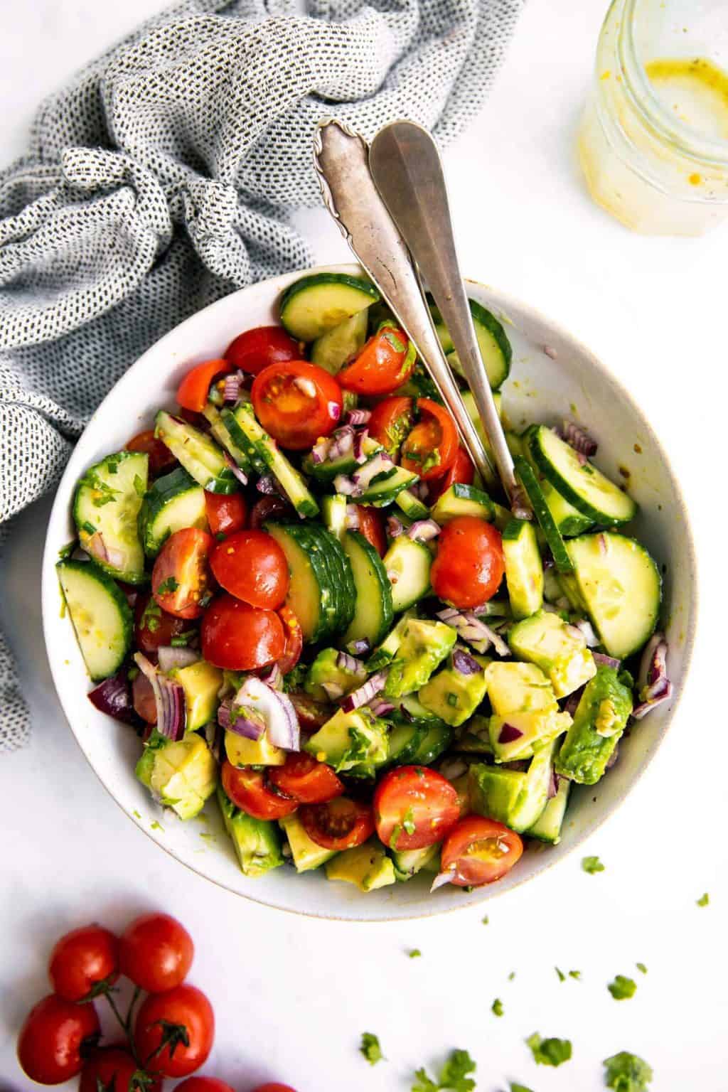 The Best Cucumber Tomato Avocado Salad Recipe - Savory Nothings