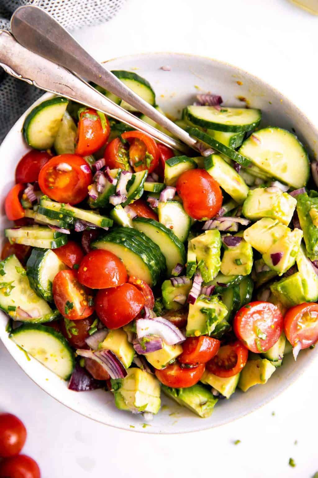 The Best Cucumber Tomato Avocado Salad Recipe - Savory Nothings