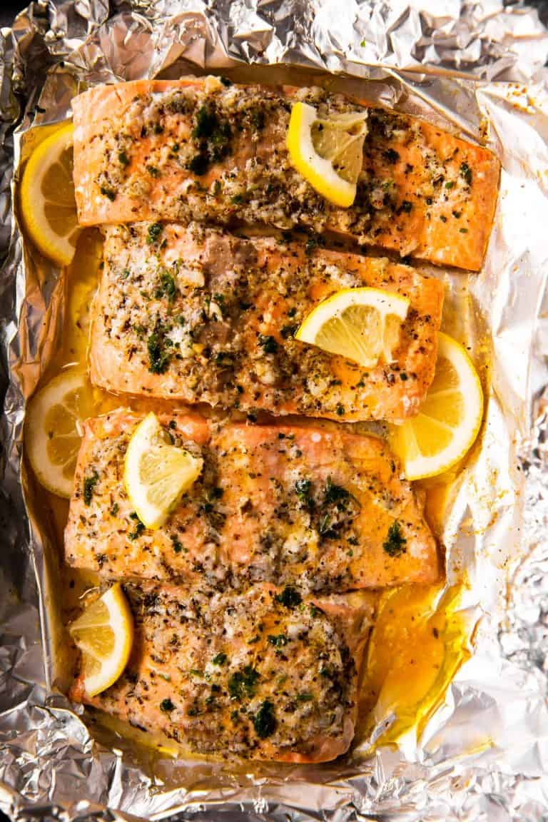 Maple Dijon Baked Salmon in Foil - Savory Nothings