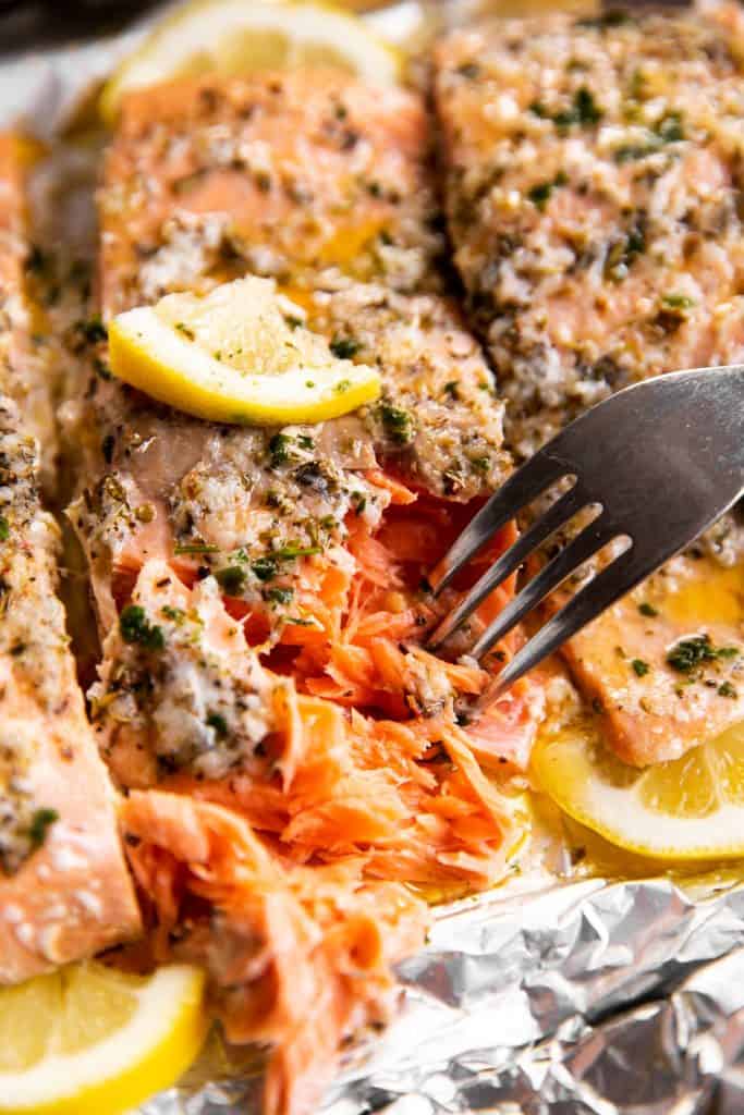 Baked Lemon Garlic Butter Salmon - Savory Nothings