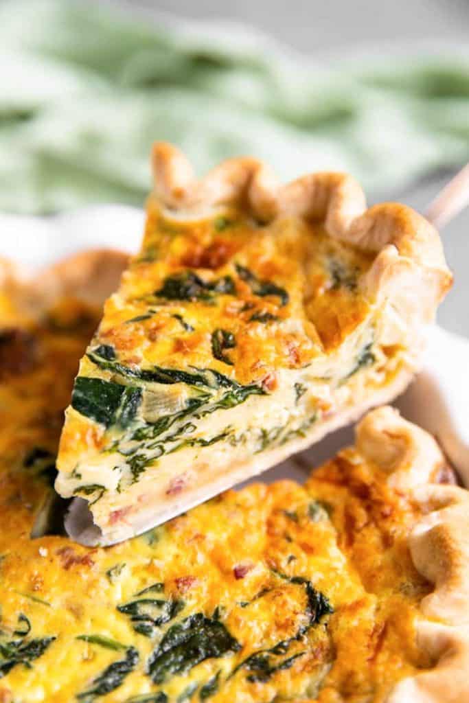 Spinach Bacon Quiche Recipe [with Video] - Savory Nothings