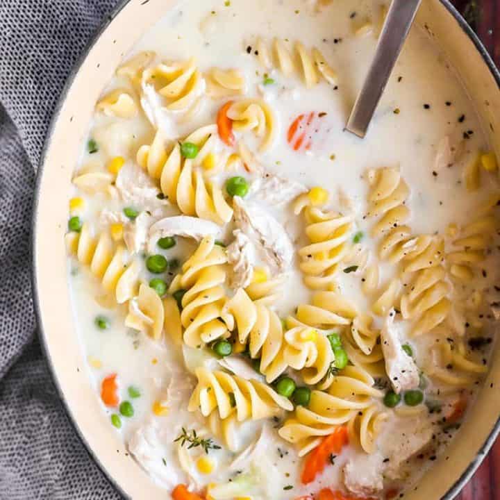 Easy Creamy Chicken Noodle Soup Recipe - Savory Nothings