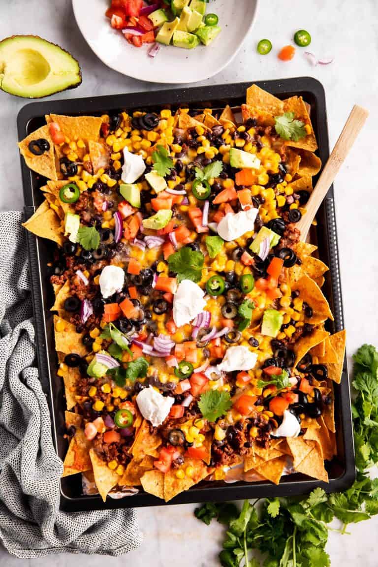 Loaded Sheet Pan Nachos Recipe - Savory Nothings