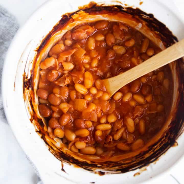 Crockpot Baked Beans with Bacon and Brown Sugar - Savory Nothings