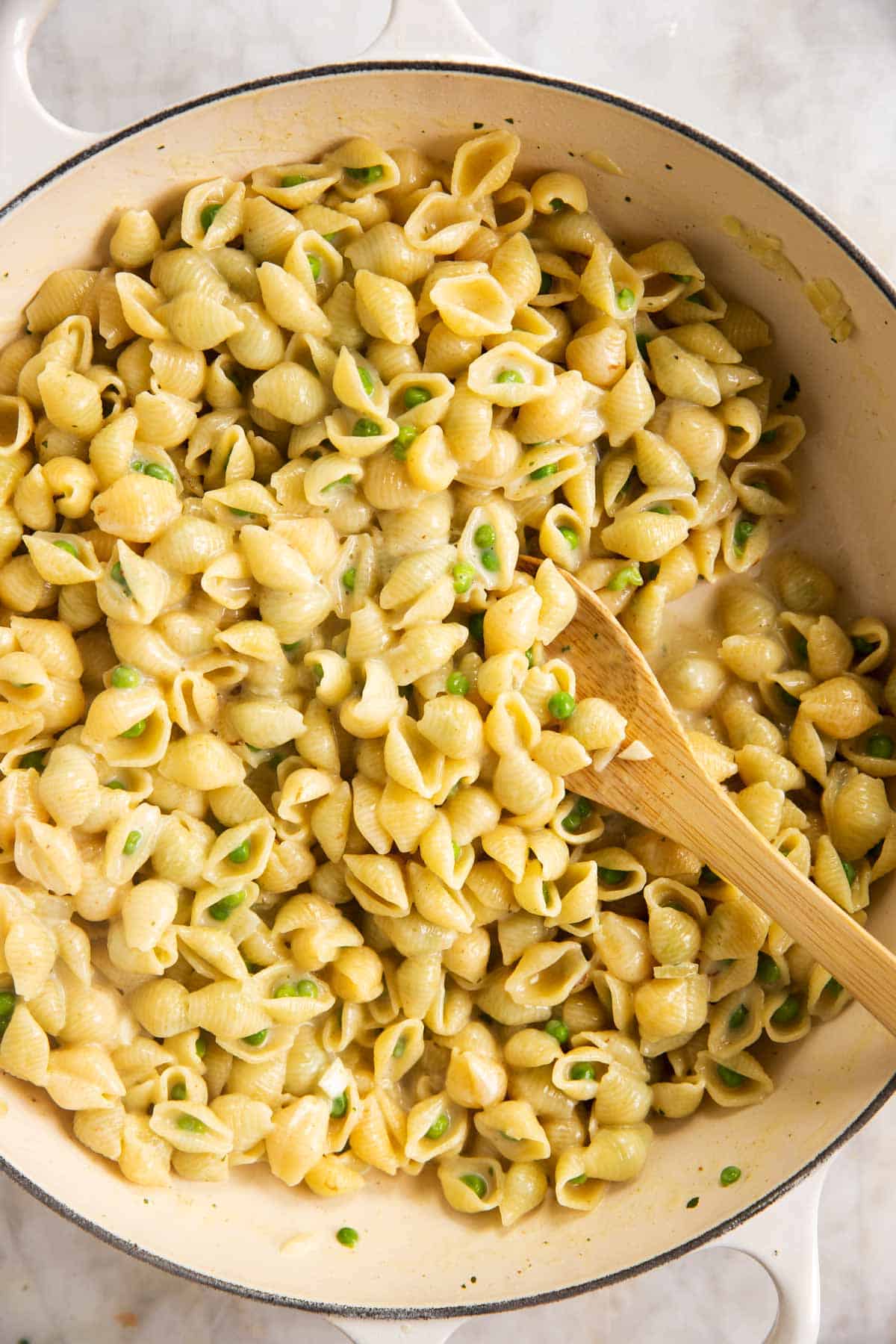 One Pot Pea and Bacon Pasta Recipe - Savory Nothings