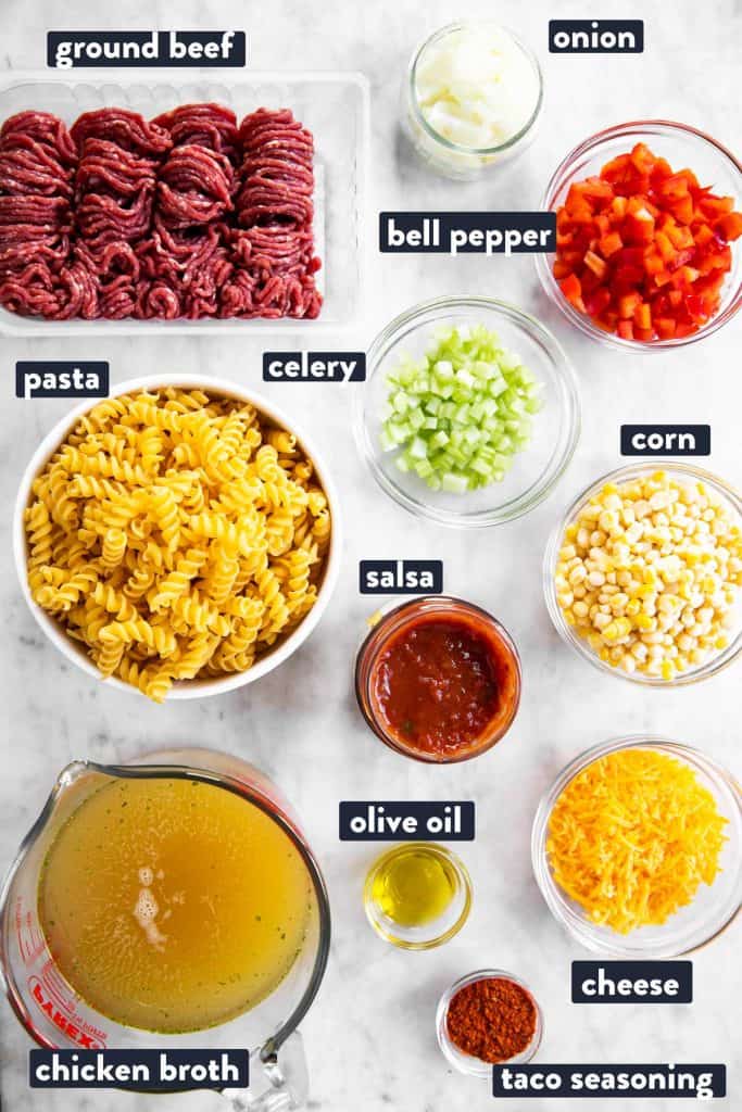 One Pot Cheesy Taco Pasta Recipe - Savory Nothings