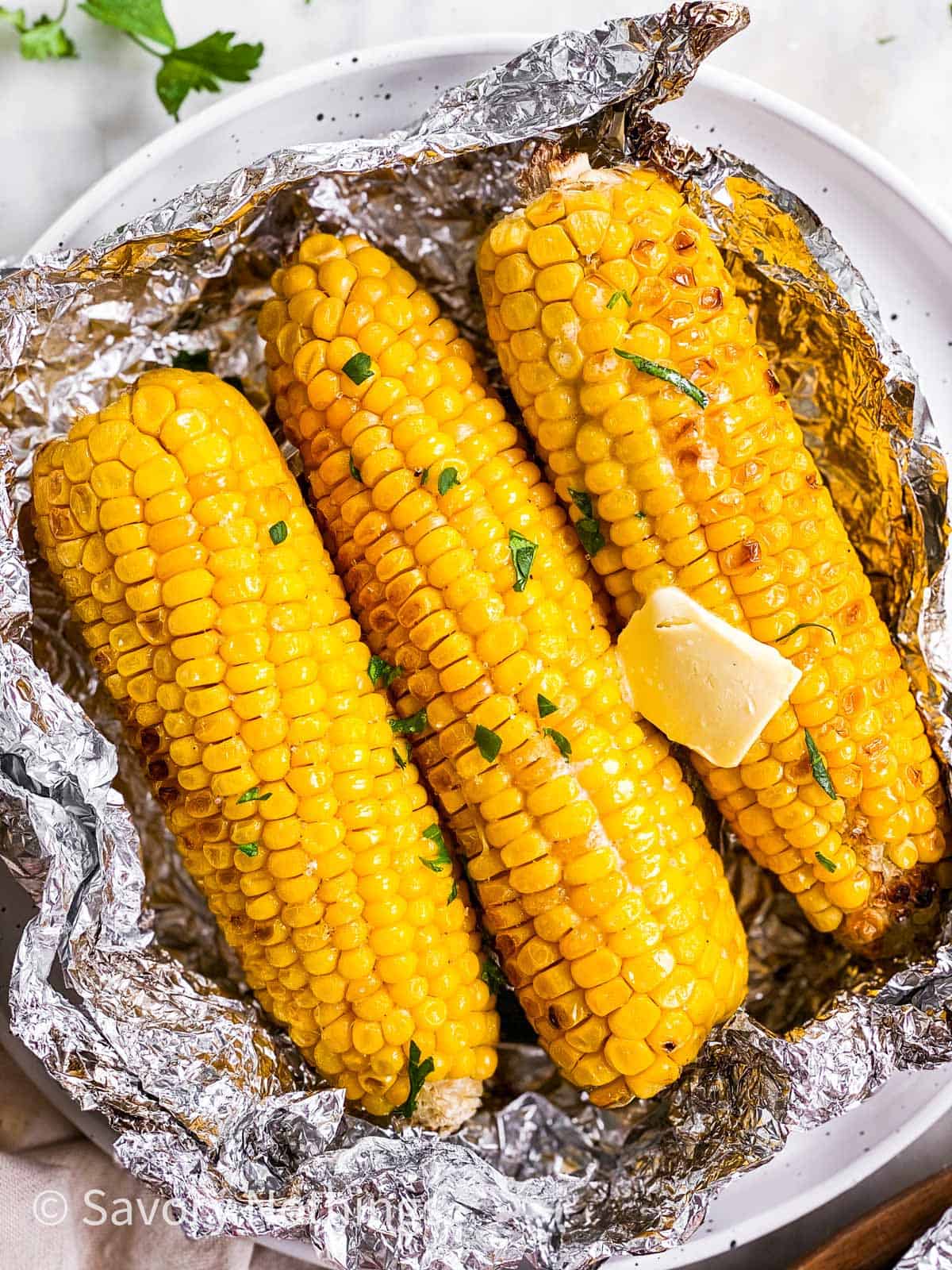 Grilled Corn On The Cob In Foil Recipe Savory Nothings 