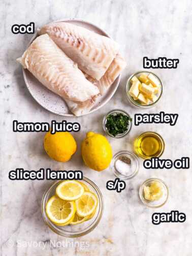 Garlic Butter Lemon Baked Cod Recipe - Savory Nothings