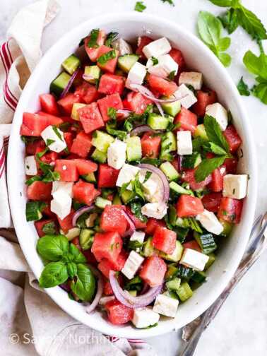 Watermelon Salad with Feta Cheese Recipe - Savory Nothings