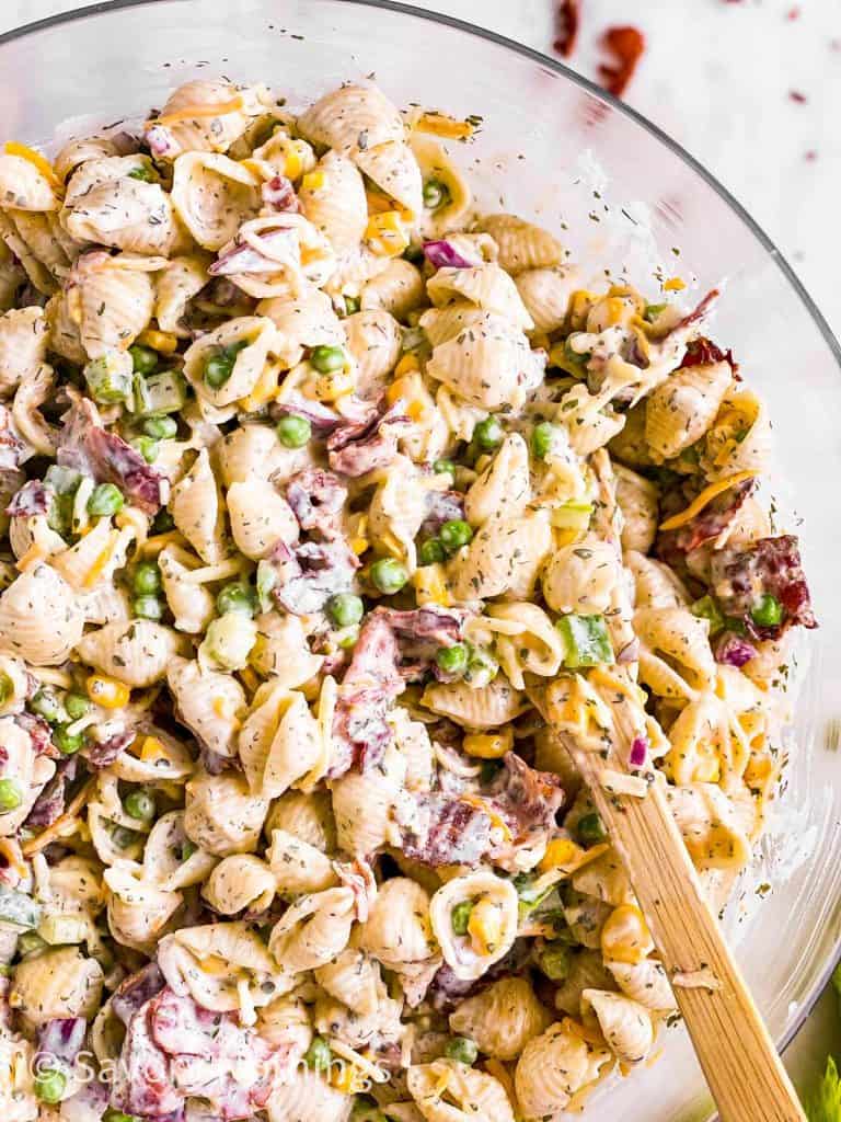 Bacon Ranch Pasta Salad Recipe - Savory Nothings