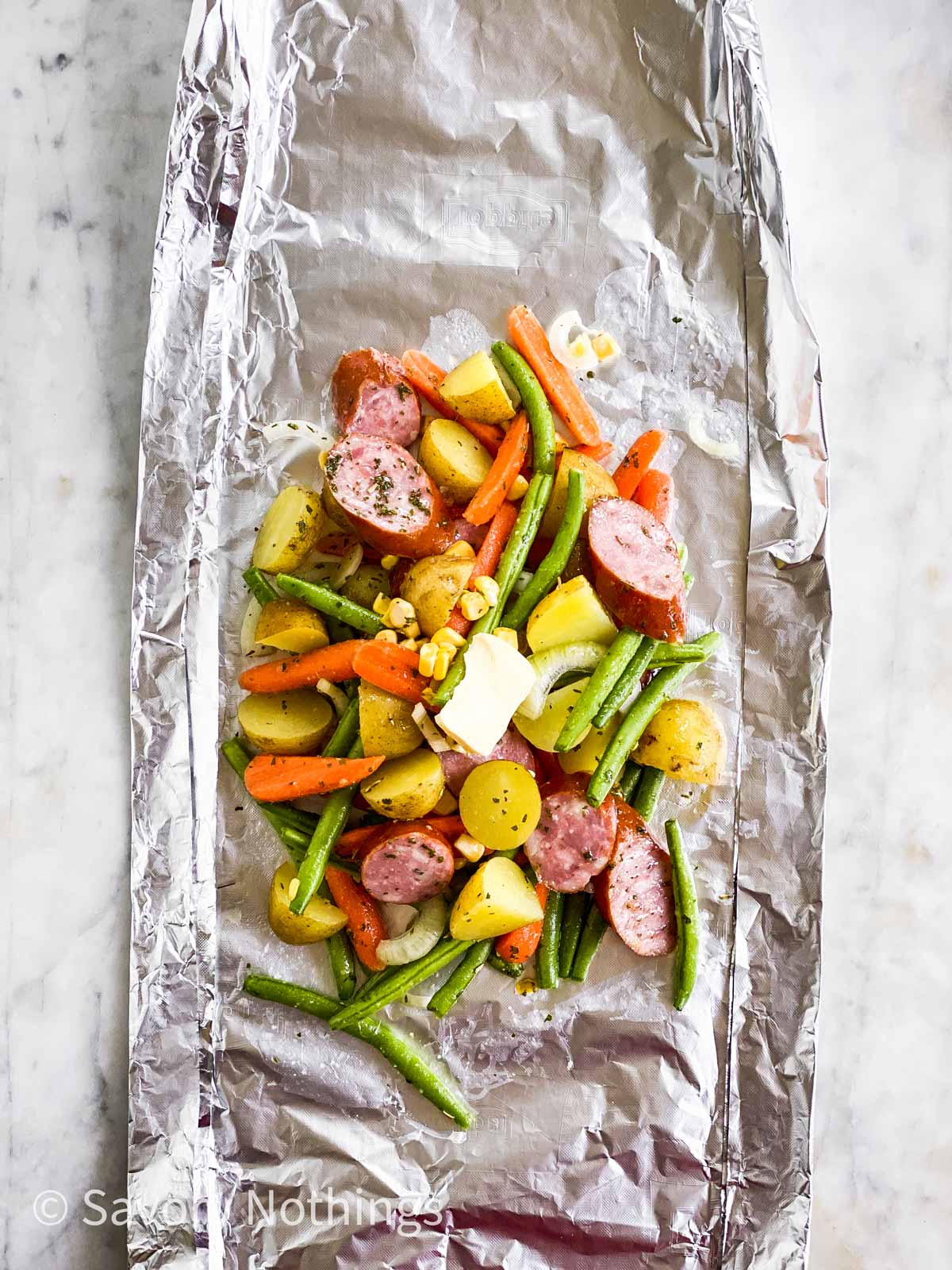 Grillwurst and Summer Vegetable Foil Packets - Pillers