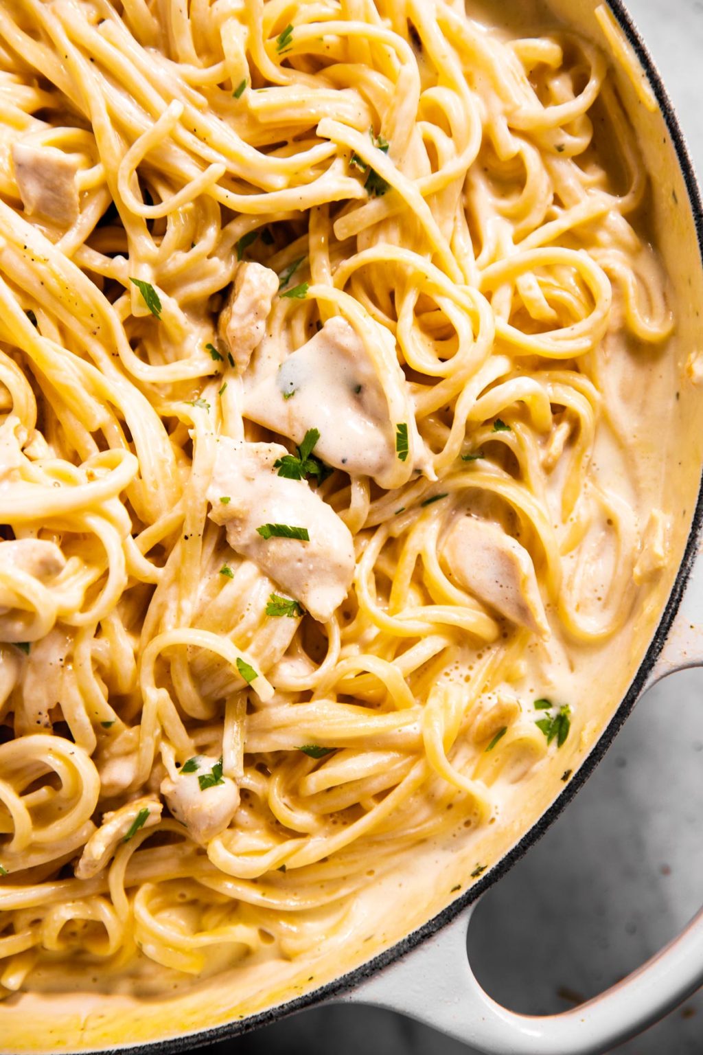 One Pot Chicken Fettuccine Alfredo Recipe - Savory Nothings