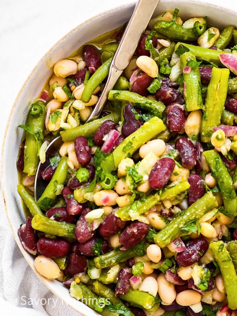 Perfect Three Bean Salad Recipe - Savory Nothings