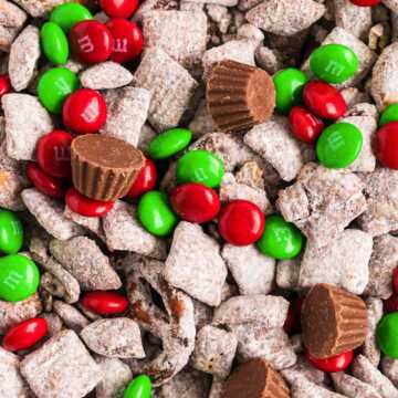 overhead close up view of reindeer chow