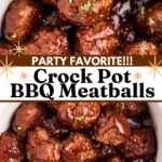 Sticky BBQ Slow Cooker Meatballs Recipe Image Pin