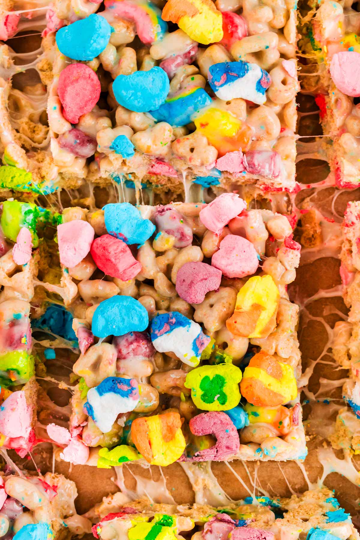 overhead view of cut lucky charms bars