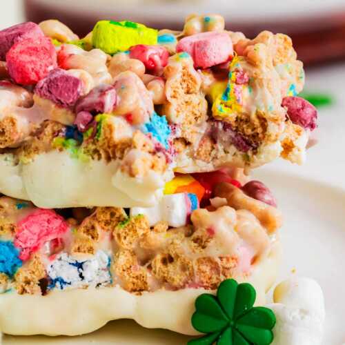 frontal view of stacked lucky charms bars