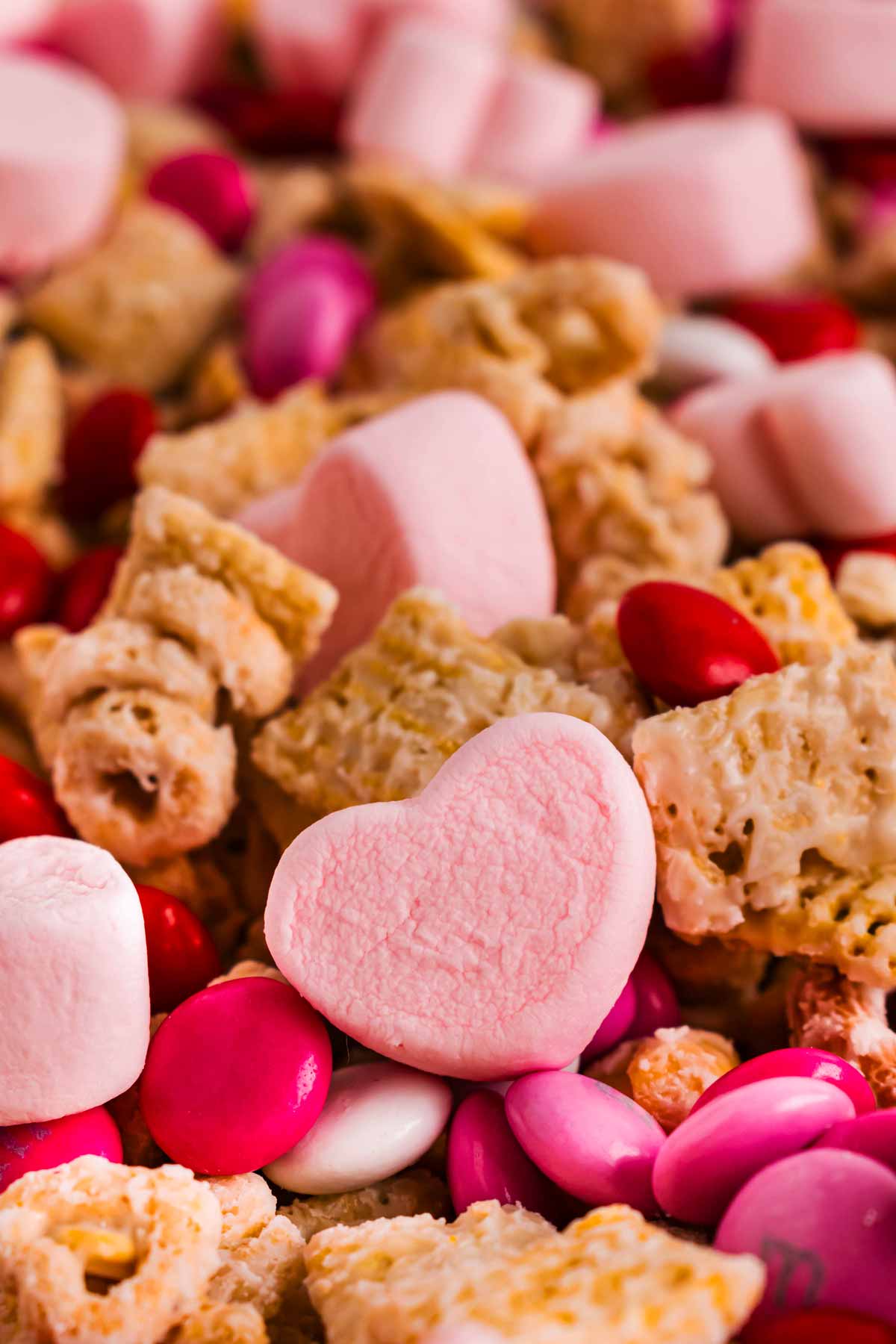 frontal close up view of valentine's treat mix