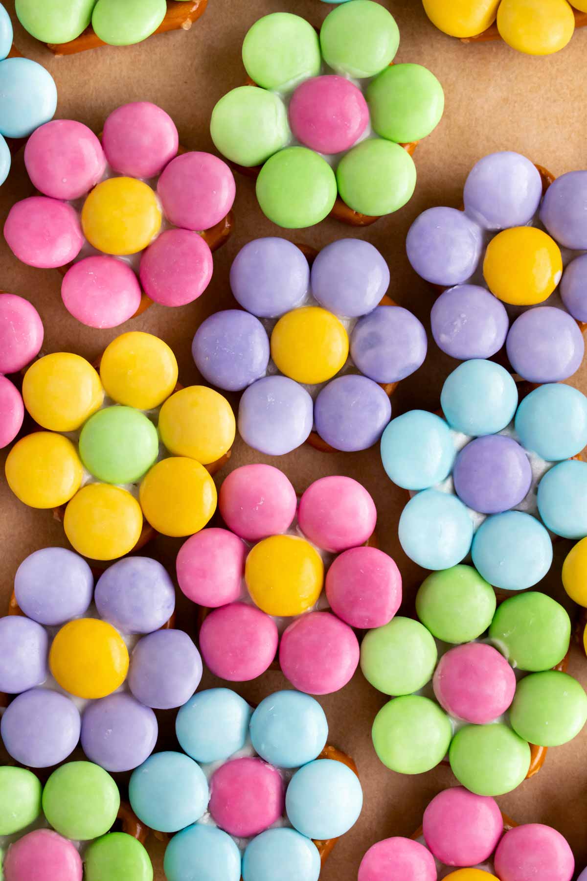 overhead view of flower pretzel bites