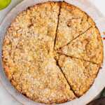 overhead view of sliced Irish apple cake