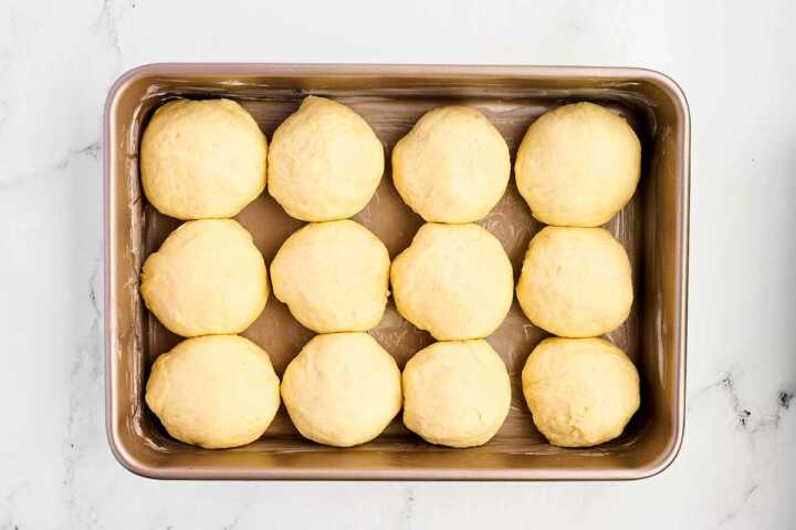 shaped potato rolls in pan